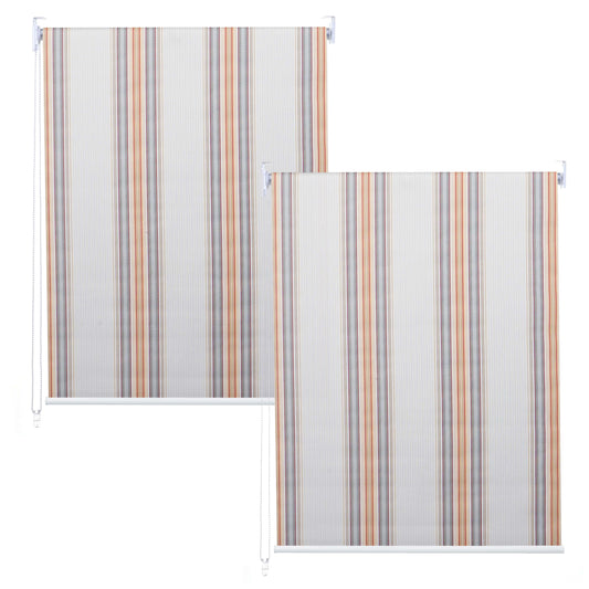 Set van 2 rolgordijnen MCW-D52, raamrolgordijn zij-trekgordijn, 120x230cm ondoorzichtige zonwering ~ grijs/bruin/oranje