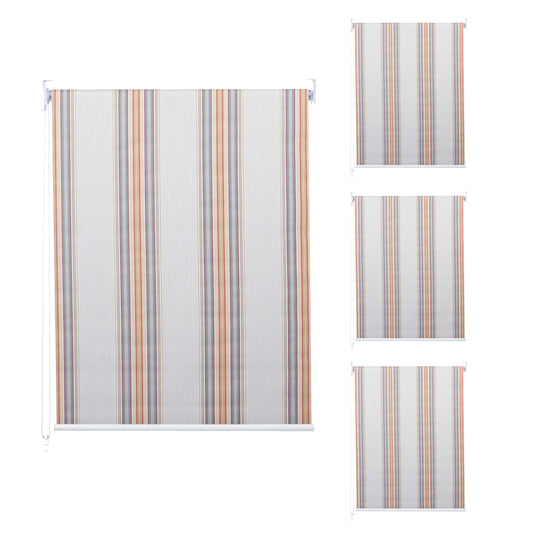 Set van 4 rolgordijnen MCW-D52, raamrolgordijn zij-trekgordijn, 120x230cm ondoorzichtige zonwering ~ grijs/bruin/oranje