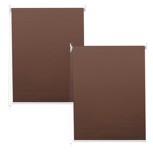 Set van 2 rolgordijnen MCW-D52, raamrolgordijn zijtrekgordijn, 120x230cm ondoorzichtige zonwering ~ bruin
