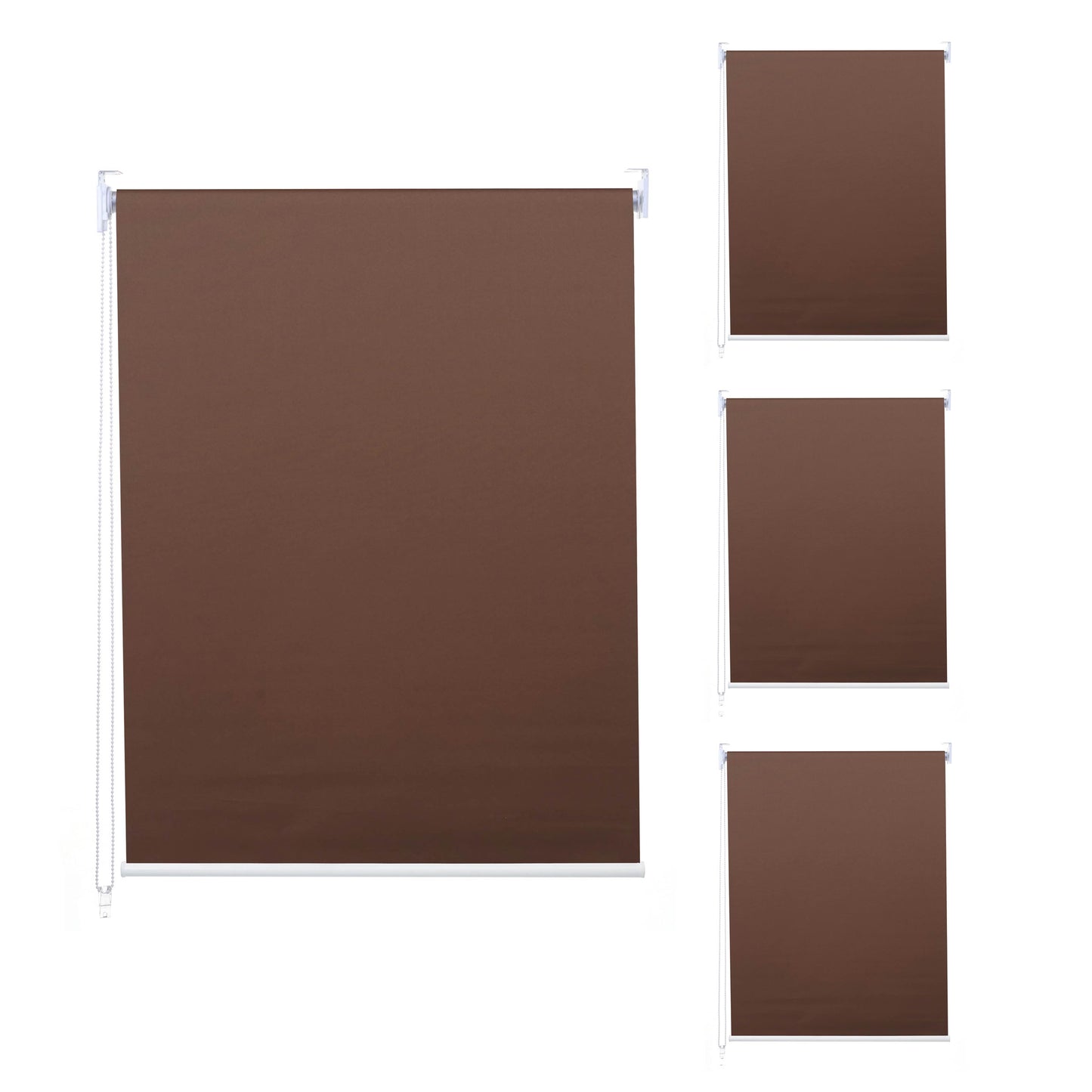 Set van 4 rolgordijnen MCW-D52, raamrolgordijn zijtrekgordijn, 120x230cm ondoorzichtige zonwering ~ bruin