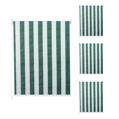 Set van 4 rolgordijnen MCW-D52, raamrolgordijn zijtrekgordijn, 120x230cm ondoorzichtige zonwering ~ groen/wit