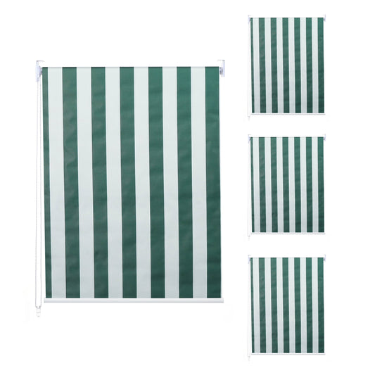 Set van 4 rolgordijnen MCW-D52, raamrolgordijn zijtrekgordijn, 120x230cm ondoorzichtige zonwering ~ groen/wit