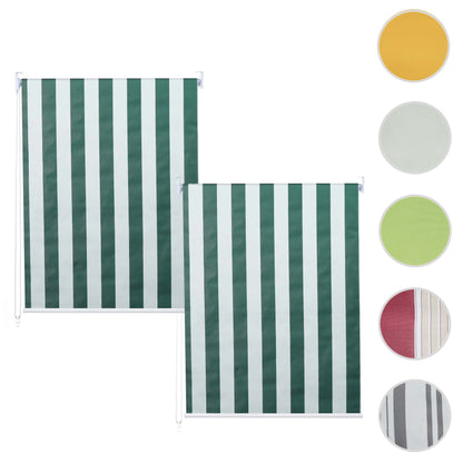Set van 2 rolgordijnen MCW-D52, raamrolgordijn zij-trekgordijn, 120x230cm ondoorzichtige zonwering ~ groen/wit