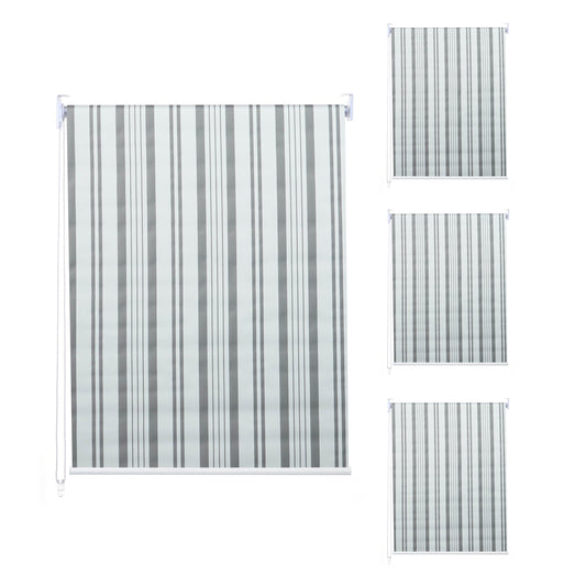 Set van 4 rolgordijnen MCW-D52, raamrolgordijn zijtrekgordijn, 120x230cm ondoorzichtige zonwering ~ grijs/wit
