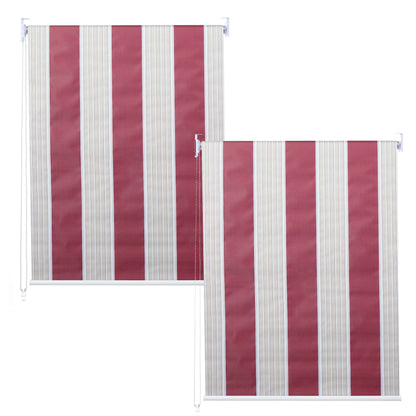 Set van 2 rolgordijnen MCW-D52, raamrolgordijn zijdelings uittrekbaar, 120x230cm ondoorzichtige zonwering ~ rood/wit/beige