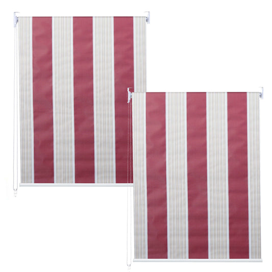 Set van 2 rolgordijnen MCW-D52, raamrolgordijn zijdelings uittrekbaar, 120x230cm ondoorzichtige zonwering ~ rood/wit/beige