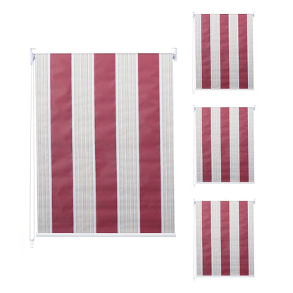 Set van 4 rolgordijnen MCW-D52, raamrolgordijn zijdelings uittrekbaar, 120x230cm ondoorzichtige zonwering ~ rood/wit/beige