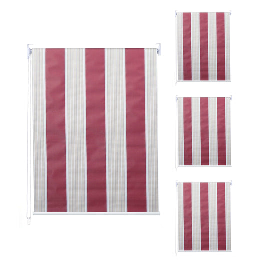Set van 4 rolgordijnen MCW-D52, raamrolgordijn zijdelings uittrekbaar, 120x230cm ondoorzichtige zonwering ~ rood/wit/beige