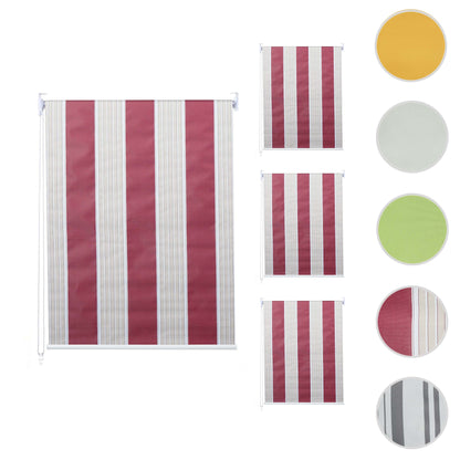 Set van 4 rolgordijnen MCW-D52, raamrolgordijn zijdelings uittrekbaar, 120x230cm ondoorzichtige zonwering ~ rood/wit/beige