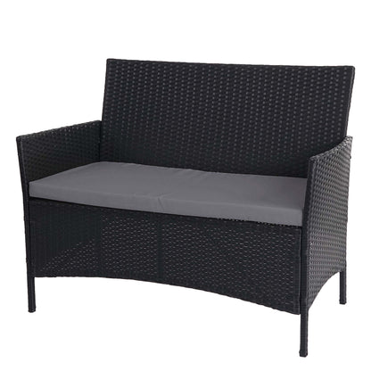 Poly-rattan tuinbank Halden, zitbank ~ antraciet, antraciet kussens
