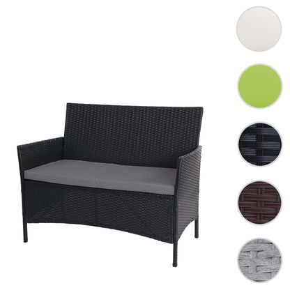 Poly-rattan tuinbank Halden, zitbank ~ antraciet, antraciet kussens