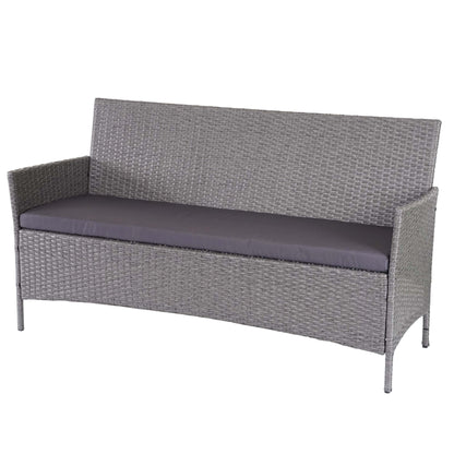 3-zits poly-rattan tuinbank Halden, bank ~ grijs, antraciet kussens