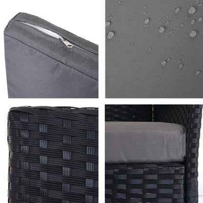 Poly-rattan tuinbank Halden, zitbank ~ antraciet, antraciet kussens