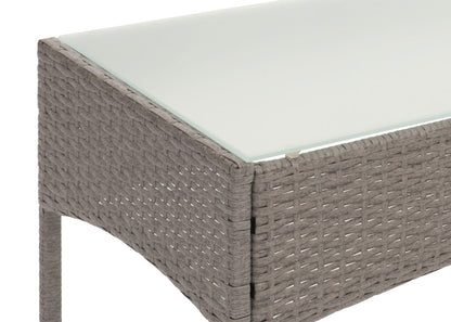 Halden poly rotan tuintafel, bijzettafel met glazen blad ~ grijs