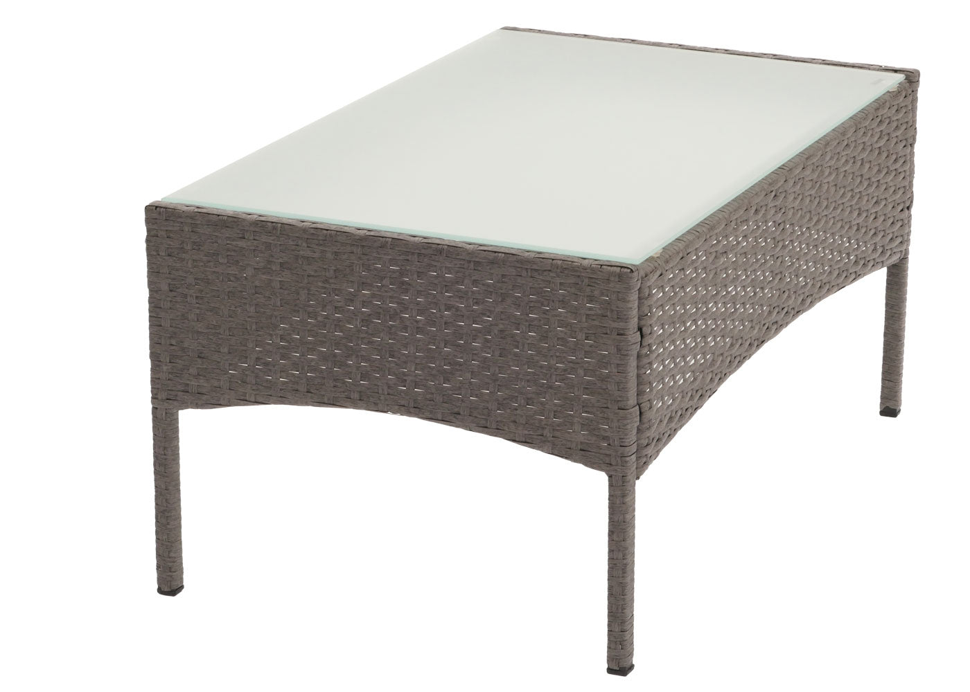Halden poly rotan tuintafel, bijzettafel met glazen blad ~ grijs