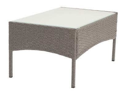 Halden poly rotan tuintafel, bijzettafel met glazen blad ~ grijs