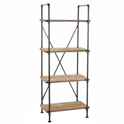 Staande plank MCW-D96, boekenplank woonkamer plank opslag plank, industrieel ontwerp 4 niveaus hout metaal 156x60x40cm