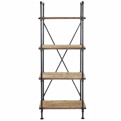 Staande plank MCW-D96, boekenplank woonkamer plank opslag plank, industrieel ontwerp 4 niveaus hout metaal 156x60x40cm