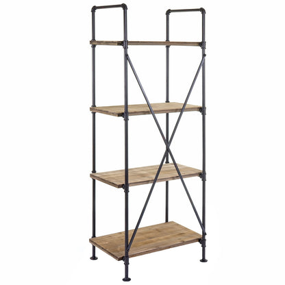 Staande plank MCW-D96, boekenplank woonkamer plank opslag plank, industrieel ontwerp 4 niveaus hout metaal 156x60x40cm