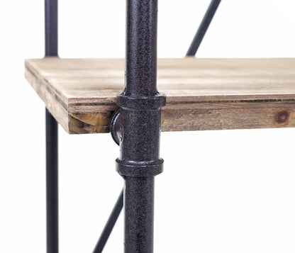 Staande plank MCW-D96, boekenplank woonkamer plank opslag plank, industrieel ontwerp 4 niveaus hout metaal 156x60x40cm