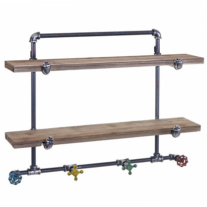Wandkapstok MCW-D96, opbergplank Kapstok Hangende kapstok Kapstokpaneel, industrieel ontwerp 70x54x23cm