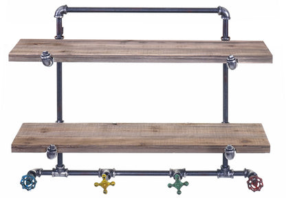 Wandkapstok MCW-D96, opbergplank Kapstok Hangende kapstok Kapstokpaneel, industrieel ontwerp 70x54x23cm