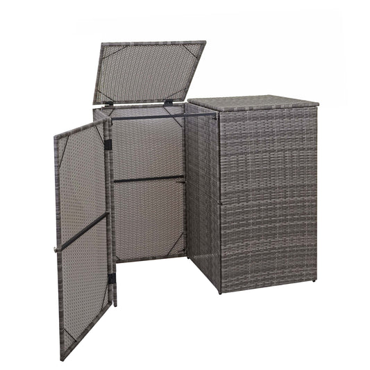 2-bins afvalbak deksel MCW-E25, afvalbak deksel afvalbak, poly rattan 2x120l ~ grijs