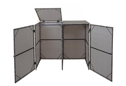 2-bins afvalbak deksel MCW-E25, afvalbak deksel afvalbak, poly rattan 2x120l ~ grijs