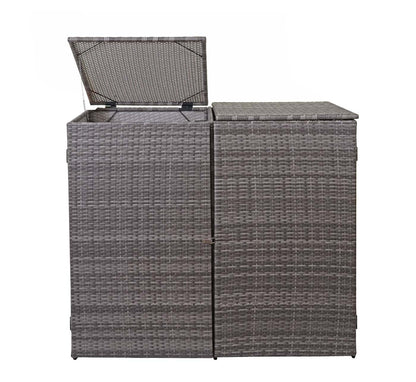 2-bins afvalbak deksel MCW-E25, afvalbak deksel afvalbak, poly rattan 2x120l ~ grijs