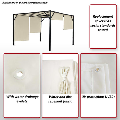 Vervangende afdekking voor pergoladak paviljoen Baia 3x3m ~ crème