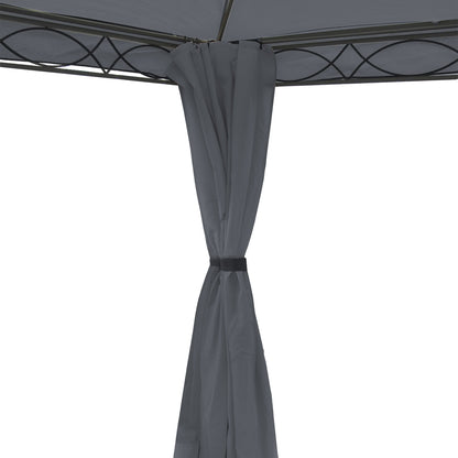 Pergola Cadiz, tuinpaviljoen, stevig 7cm frame met zijwand + muggengaas ~ grijs 4x3m