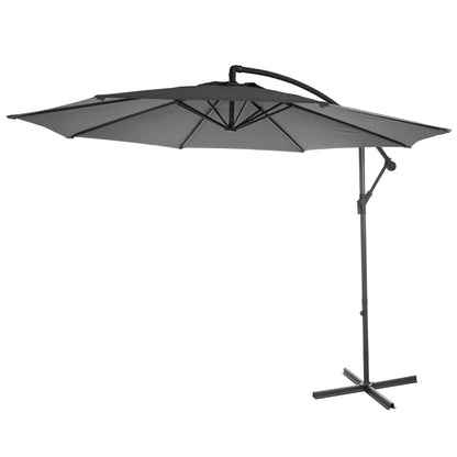 Acerra zweefparasol, parasol, Ø 3m kantelbaar, polyester/staal 11kg ~ grijs zonder voet