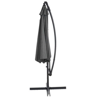 Acerra zweefparasol, parasol, Ø 3m kantelbaar, polyester/staal 11kg ~ grijs met voet