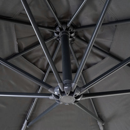 Acerra zweefparasol, parasol, Ø 3m kantelbaar, polyester/staal 11kg ~ grijs met voet