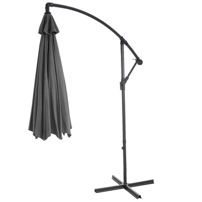 Acerra zweefparasol, parasol, Ø 3m kantelbaar, polyester/staal 11kg ~ grijs met voet