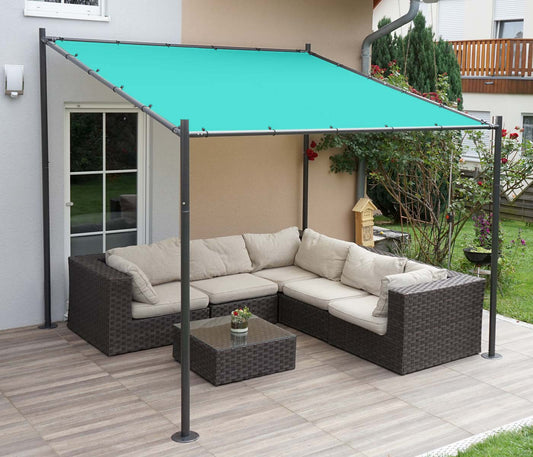 Pergola MCW-A22, aanbouw pergola tuinpaviljoen terrasoverkapping zonwering, 3x3m ~ turquoise