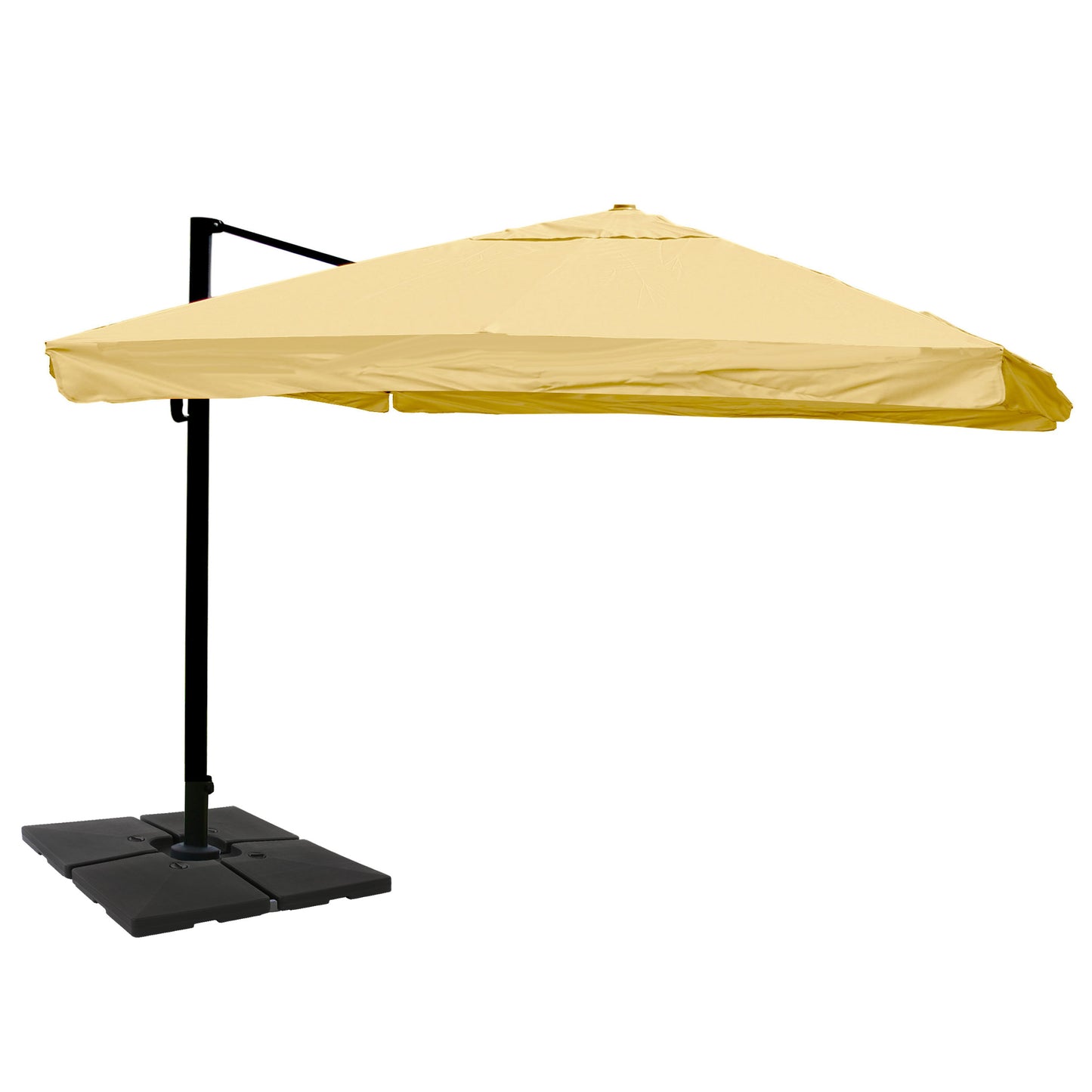 Zweefparasol MCW-A96, parasol, 3x4m (Ø5m) polyester/aluminium 26kg ~ Flap, crème met voet