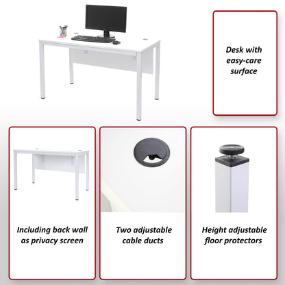 Bureau MCW-E94, bureau computer 120x60cm ~ naturel-wit