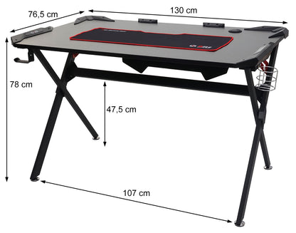 Bureau MCW-F11, computerbureau jeugdbureau, gaming 120x75cm MVG zwart