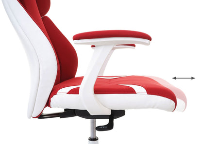 Bureaustoel MCW-F12, bureaustoel draaistoel directiestoel, schuiffunctie stof/textiel + kunstleer ~ rood/wit