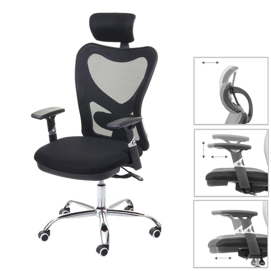 Bureaustoel MCW-F13, bureaustoel draaistoel, schuiffunctie 150kg belastbaar stof/textiel ~ zwart