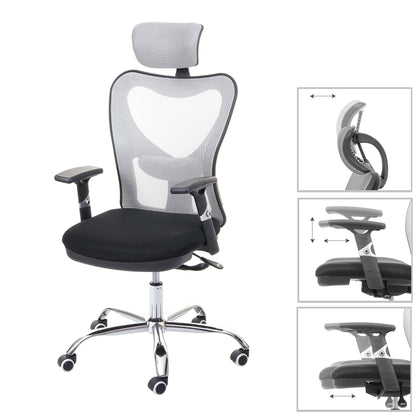 Bureaustoel MCW-F13, bureaustoel draaistoel, schuiffunctie 150kg belastbaar stof/textiel ~ zwart/grijs