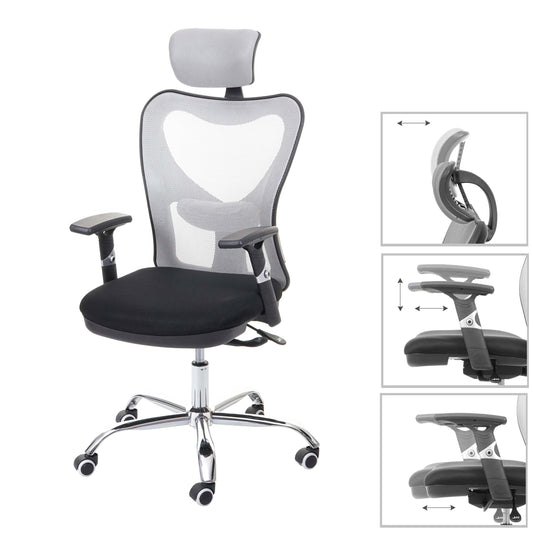 Bureaustoel MCW-F13, bureaustoel draaistoel, schuiffunctie 150kg belastbaar stof/textiel ~ zwart/grijs