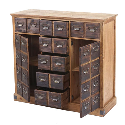 Apothekers ladenkast MCW-F33, ladekast, massief vintage dennenhout 90x100x35cm