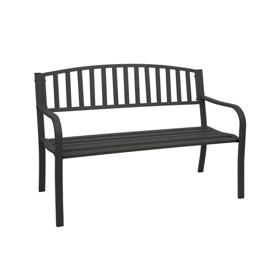 Tuinbank MCW-F43, parkbank, 2-zits gepoedercoat staal ~ zwart