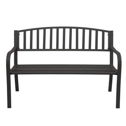 Tuinbank MCW-F43, parkbank, 2-zits gepoedercoat staal ~ zwart