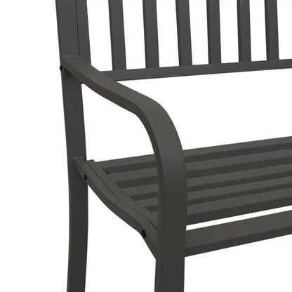 Tuinbank MCW-F43, parkbank, 2-zits gepoedercoat staal ~ zwart