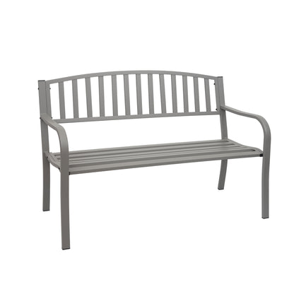 Tuinbank MCW-F43, parkzitbank, 2-zits staal met poedercoating ~ grijs