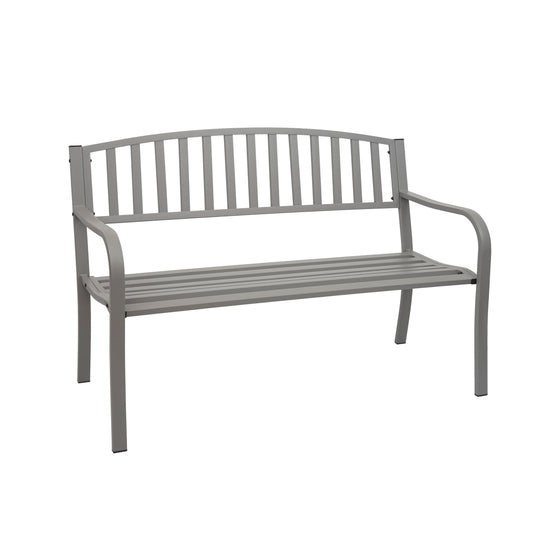 Tuinbank MCW-F43, parkzitbank, 2-zits staal met poedercoating ~ grijs