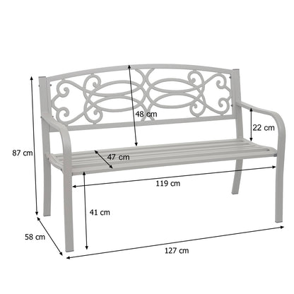 Tuinbank MCW-F44, parkbank, 2-zits gepoedercoat staal ~ zwart